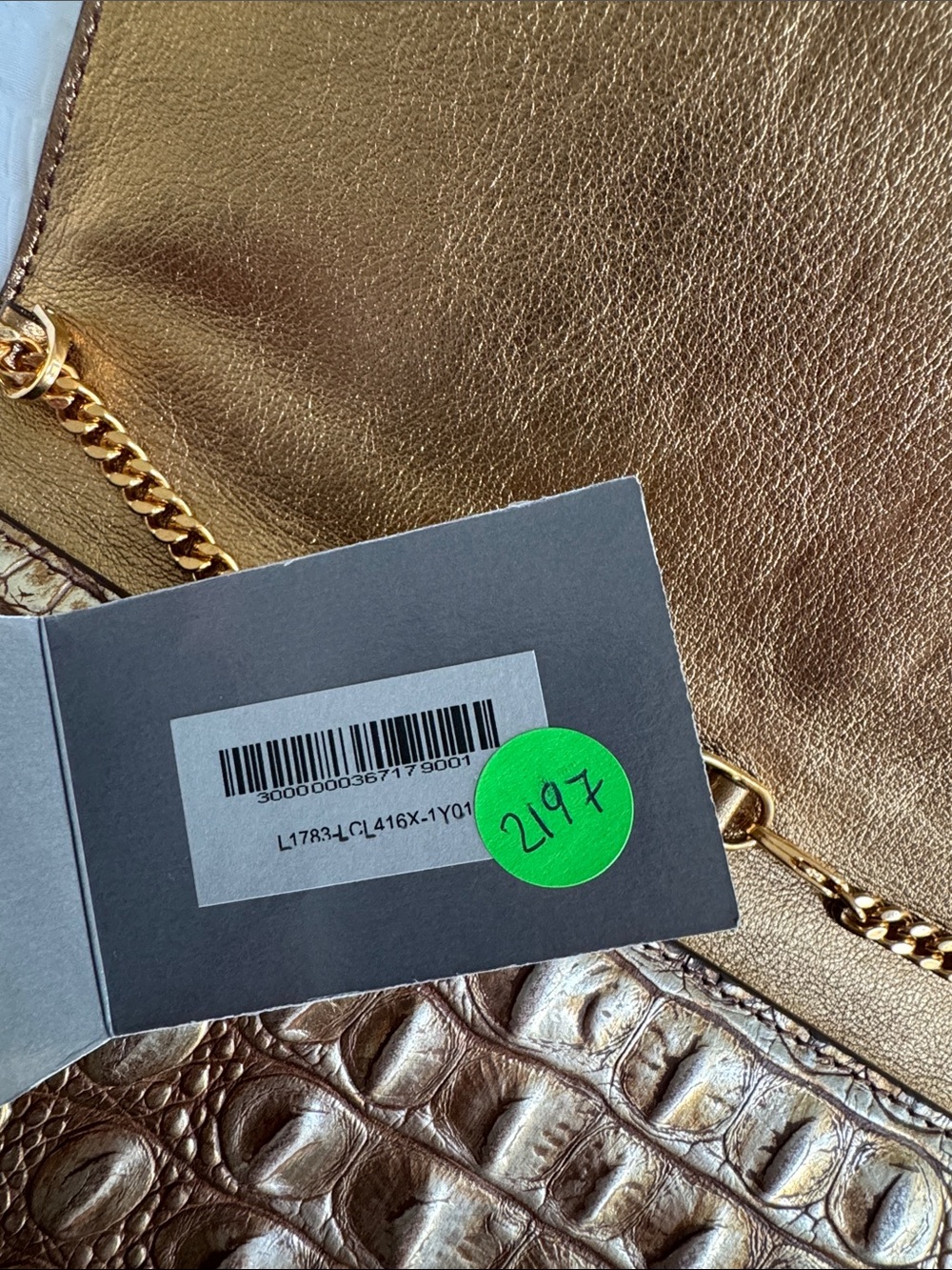 Tom Ford Crocodile embossed shoulder bag gold - Picture 6 of 9
